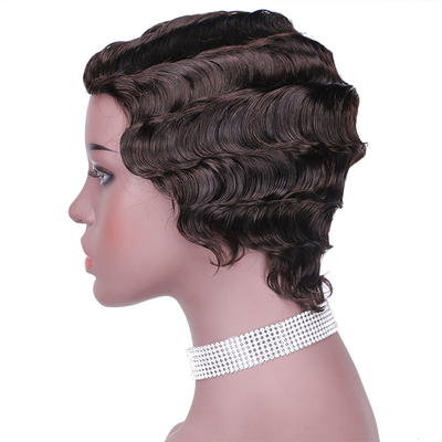 6 polegadas de onda de água Pixie corte curto cabelo humano perucas com 180% densidade e 250g-450g