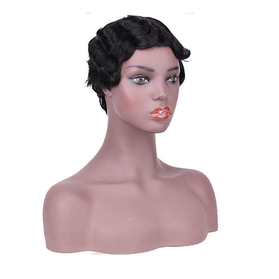 6 polegadas de onda de água Pixie corte curto cabelo humano perucas com 180% densidade e 250g-450g