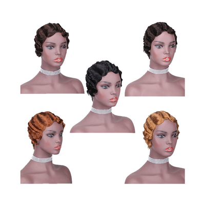 6 polegadas de onda de água Pixie corte curto cabelo humano perucas com 180% densidade e 250g-450g