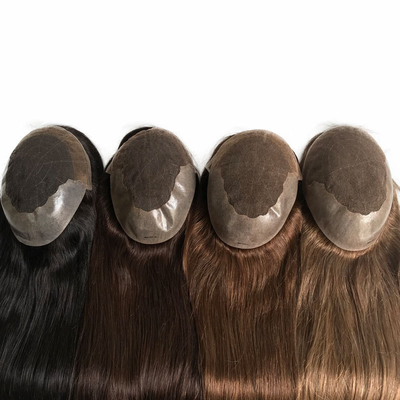20 Polegadas Castanho Claro Destaca Base de PU de Renda Peruca de Cabelo Humano Remy
