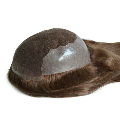 20 Polegadas Castanho Claro Destaca Base de PU de Renda Peruca de Cabelo Humano Remy
