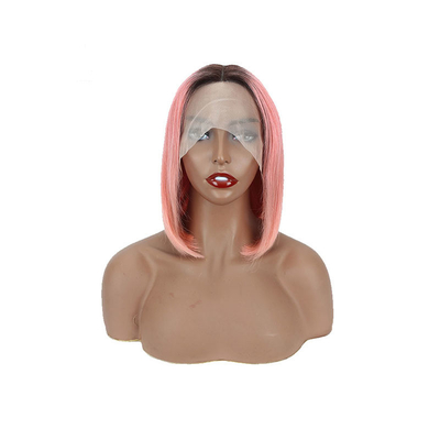100% de cabelo humano Ombre cinza curto Bob corte pré-plucked HD renda Perucas frontais 250% densidade