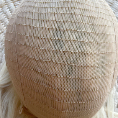6x6 Topper de mão com parte livre de seda Top Base Platina Blonde Clip em Toupee para Custom Made