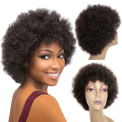 Cabelo Virgem Peruca Pixie Cut Peruca Curta Afro Kinky Perucas Coroadas 100% Cabelo Brasileiro