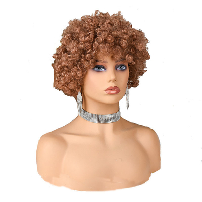 Textura suave Pixie Cut Peruca Natural Remy Cabelo Humano Curto Enrolado Pré Plucked com Bangs