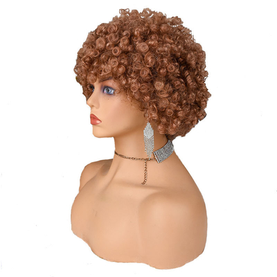 Textura suave Pixie Cut Peruca Natural Remy Cabelo Humano Curto Enrolado Pré Plucked com Bangs