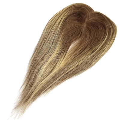 Ladies European Rooted Ombre Hairpiece Human Hair Toppers Clip In Toupee para Mulher