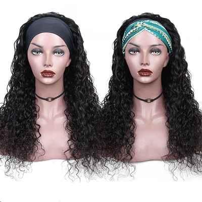 100% cabelo humano corpo brasileiro ondulado perucas encaracoladas com faixa de cabeça 2022 Design Amostra grátis