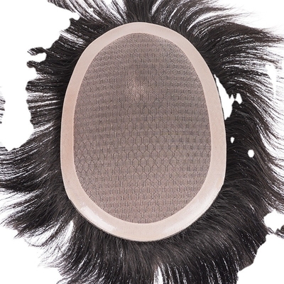 Materiais de base de renda suíça 100% humana de cutícula completa Peruca de cabelo virgem não processada para homens