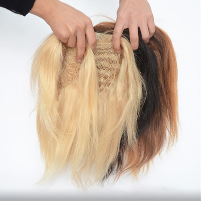 Cabelos humanos virgens europeus Redes de peixe Peças de cabelo de casamento Tops de cabelo de toupee Clipe em suprimento