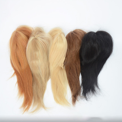 Cabelos humanos virgens europeus Redes de peixe Peças de cabelo de casamento Tops de cabelo de toupee Clipe em suprimento