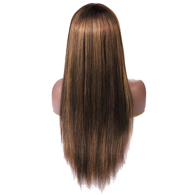 Nenhuma Perucas de renda 10-26 polegadas P4/27 Perucas femininas Full Machine feitas de cabelo humano Perucas com bangs