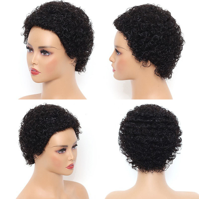 Máquina de cabelo Afro Curly Brasileira Curta fez peruca de fada cor natural para mulheres negras