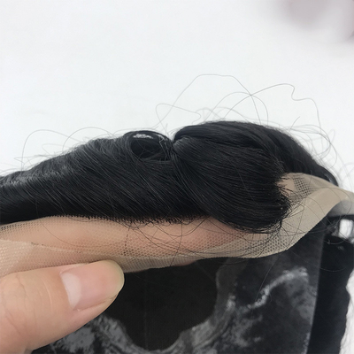 Toupee de cabelo preto natural 6x8 renda francesa Pato de cabelo masculino cabelo chinês 110% Densidade