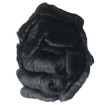 Toupee de cabelo preto natural 6x8 renda francesa Pato de cabelo masculino cabelo chinês 110% Densidade