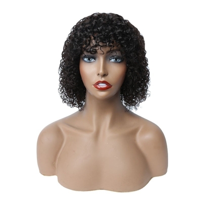 Base de renda suíça Perucas curtas cortadas de fada para mulheres negras virgem brasileira crua afro encaracolado