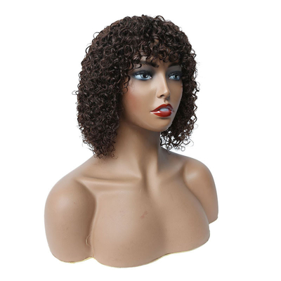 Base de renda suíça Perucas curtas cortadas de fada para mulheres negras virgem brasileira crua afro encaracolado