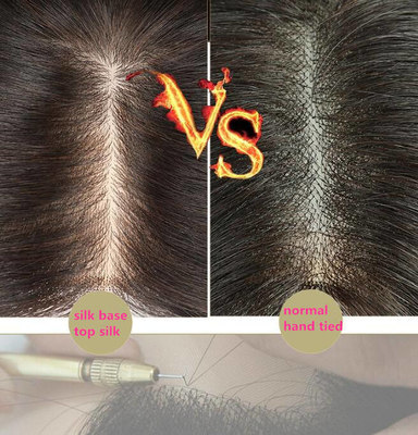 Toupee de base reta de seda feminina com fecho frontal de renda suíça e top de cabelo