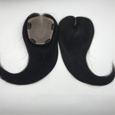 Toupee de base reta de seda feminina com fecho frontal de renda suíça e top de cabelo