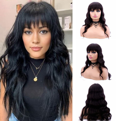Máquina feita 100% de cutícula virgem alinhada cabelo humano ondulado solto ondulado peruca