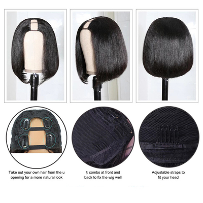 Perucas peruanas Bob para mulheres negras Cor preta Remy Natural Ossos Direitos U Parte Peruca Longa