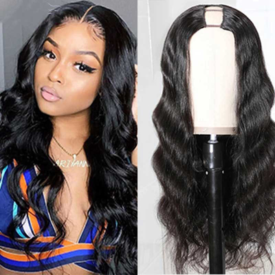 150% Densidade Brasileira Remy Corpo Cabelo Ondulado U Parte Perucas Médio Aberto para Mulheres Negras