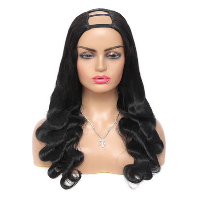 150% Densidade Brasileira Remy Corpo Cabelo Ondulado U Parte Perucas Médio Aberto para Mulheres Negras