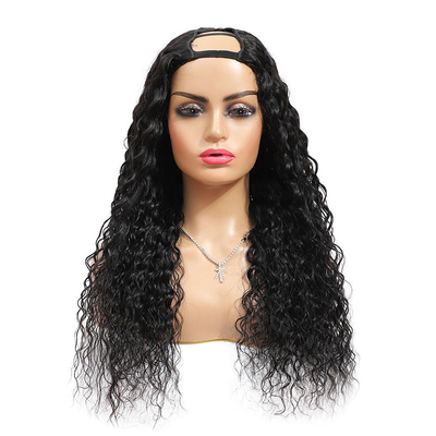 Raw Indian Water Wave Curly U Part Peruca com Serviço OEM ODM e 100% Top Cabelo Humano
