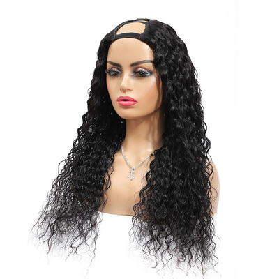 Raw Indian Water Wave Curly U Part Peruca com Serviço OEM ODM e 100% Top Cabelo Humano