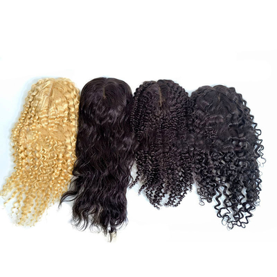 Full Hand Made 2024 Trend Blonde Remy Wavy Curly European Human Hair Topper Para Mulheres