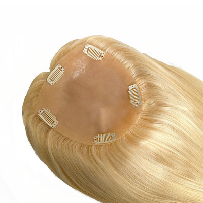 Full Hand Made 2024 Trend Blonde Remy Wavy Curly European Human Hair Topper Para Mulheres