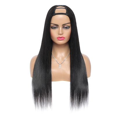 Full cuticle cabelo brasileiro preplugado U parte peruca com 180% densidade em osso reto