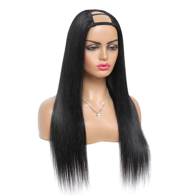 Full cuticle cabelo brasileiro preplugado U parte peruca com 180% densidade em osso reto