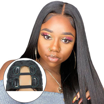 Full cuticle cabelo brasileiro preplugado U parte peruca com 180% densidade em osso reto