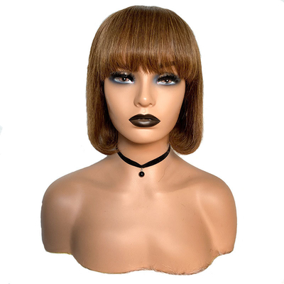 Cabelo humano virgem brasileiro curto bob perucas com farpas cabelo remy grau de tamanho médio boné