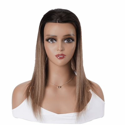 8-22 polegadas de comprimento encaixe amarrado à mão Frente e entrelaçamento Rede oca Balayage castanho cabelo humano