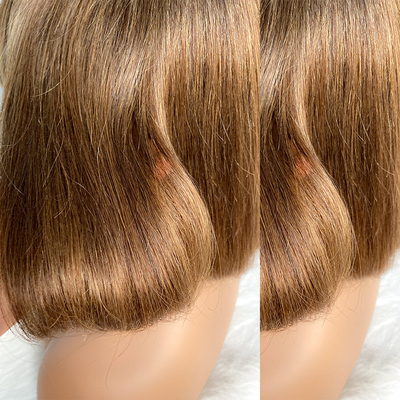 Cabelo humano virgem brasileiro curto bob perucas com farpas cabelo remy grau de tamanho médio boné