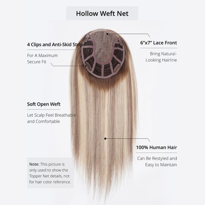 8-22 polegadas de comprimento encaixe amarrado à mão Frente e entrelaçamento Rede oca Balayage castanho cabelo humano