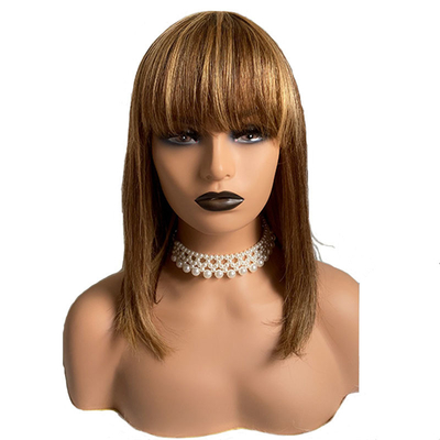 Perucas Bob sem cola 100% Remy Cabelo Humano Nenhuma renda Frente P4/27 Brasileiro Direito