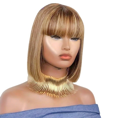 Perucas Bob sem cola 100% Remy Cabelo Humano Nenhuma renda Frente P4/27 Brasileiro Direito