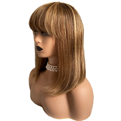 Perucas Bob sem cola 100% Remy Cabelo Humano Nenhuma renda Frente P4/27 Brasileiro Direito