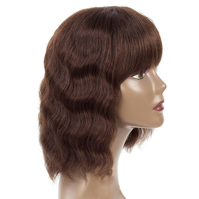 250g-450g Peruca de cabelo humano brasileiro em massa Virgem Remy Máquina feita curta Bob Perucas com farpas Fornecedores