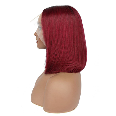100% cabelo humano curto bob reto Pixie renda frontal peruca T-parte tecidos brasileiros