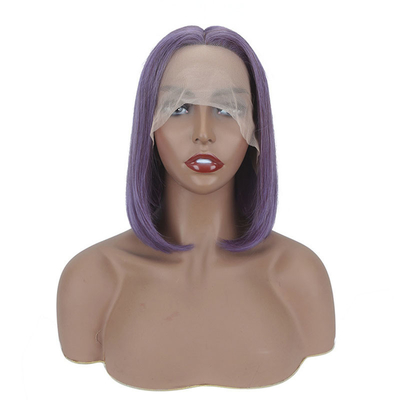 Fumo Roxo Cor Direita Curta Bob Perucas HD renda Cabelo humano frontal para mulheres negras