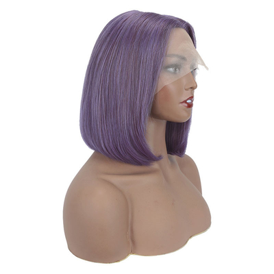 Fumo Roxo Cor Direita Curta Bob Perucas HD renda Cabelo humano frontal para mulheres negras