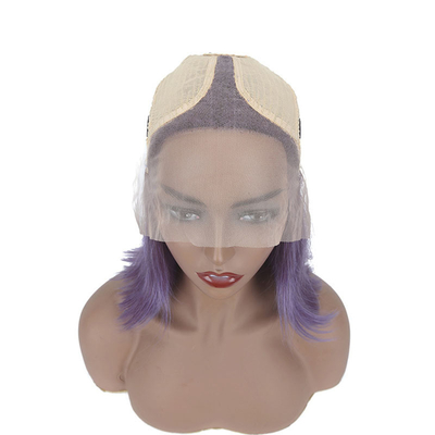 Fumo Roxo Cor Direita Curta Bob Perucas HD renda Cabelo humano frontal para mulheres negras