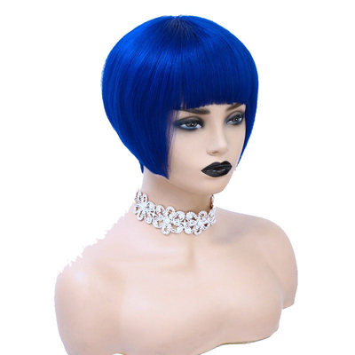 Material base de renda suíça Remy Hair Virgin Silky Short Bob Cut Perucas Para Mulheres com 1