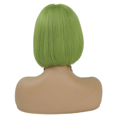 Cores verdes Cabelos humanos brasileiros curtos bob perucas 10 polegadas com cabelo de bebê e HD renda frontal