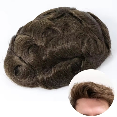 Toupee de pele fina para homens Cabelo europeu com cutícula completa de cabelo alinhado