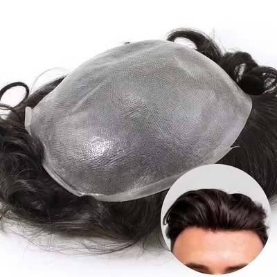 Toupee de pele fina para homens Cabelo europeu com cutícula completa de cabelo alinhado